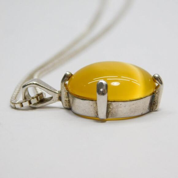 Yellow Stone Pendant Silver Fashion Necklace - Picture 6 of 9
